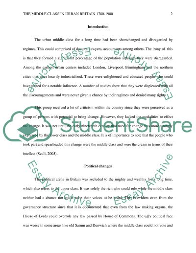 The middle class in urban Britain 1780-1900