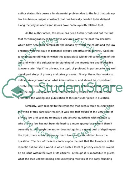 Critical analysis assignment: PRIVACY