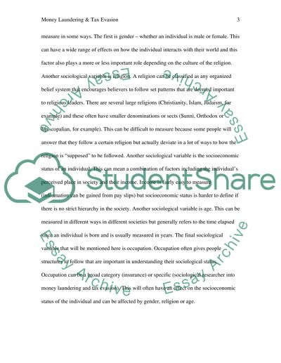 Money Laundering and Tax Evasion