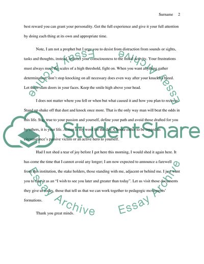 High school graduation student commencement speech