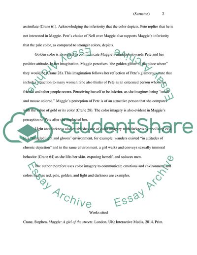 The use of color in Cranes Maggie: A girl of the streets