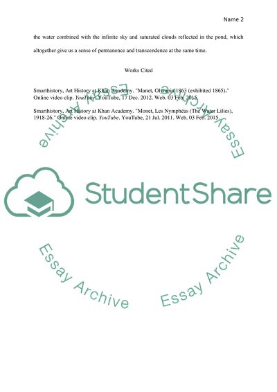 Manet&apos;s &quot;Olympia&quot; and Monet&apos;s &quot;Les Nympheas&quot; (The Water Lilies)