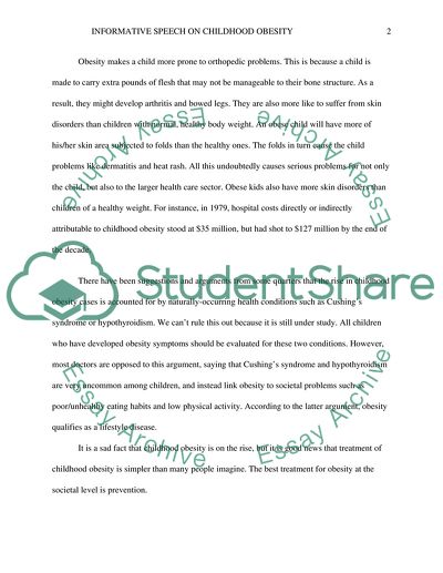 Informative Speech on Childhood Obesity