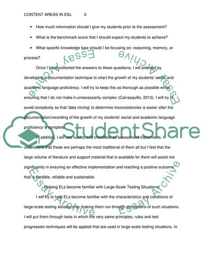 Content Areas in ESL