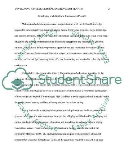 Developing a Multicultural Environment Plan