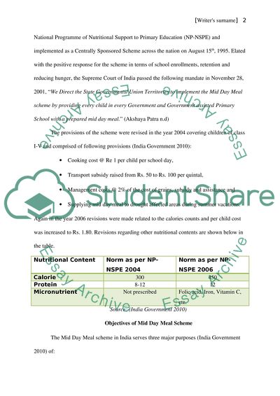 The Mid Day Meal Programme in India