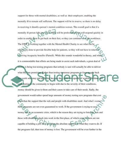 Governments Welfare Reform and Disabled People