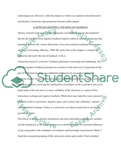 Input, Interaction, and Second Language Development