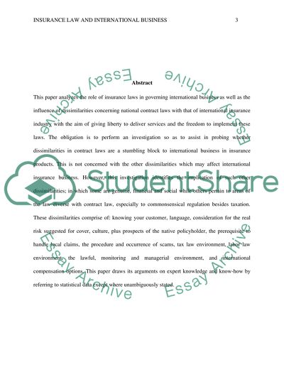 Insurance Law and International Business