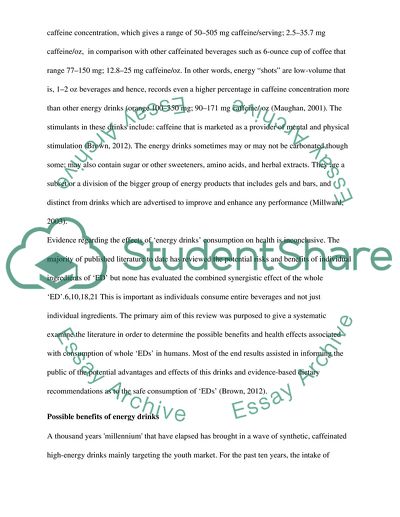 Benefits and Health Risks Associated with Energy giving Drinks