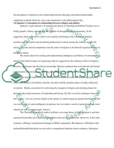 Spinozas Conception of the Correct Relationship between Religion and Politics