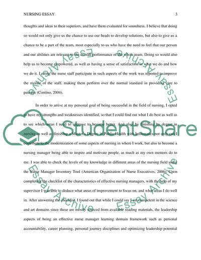Nursing Career Reflection