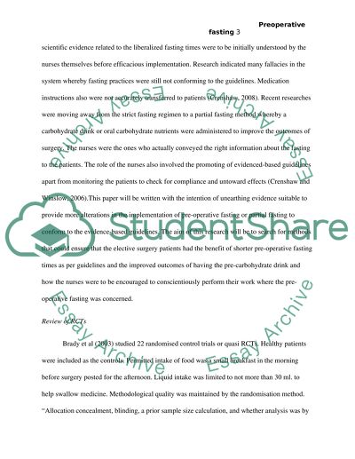 Pre-Operative Fasting in Nursing Practice