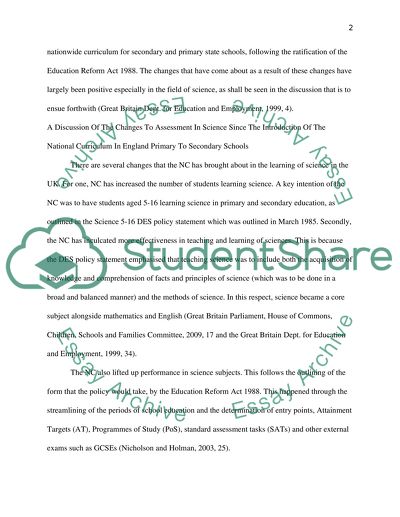 Assessment in science(Schools in England)