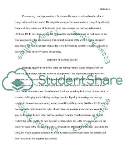 marriage equality argument essay