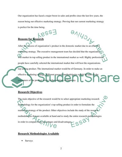 Appropriate Marketing Research Methodology for the Organization