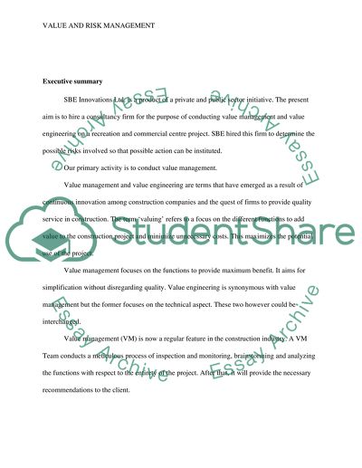 Value and Risk Management