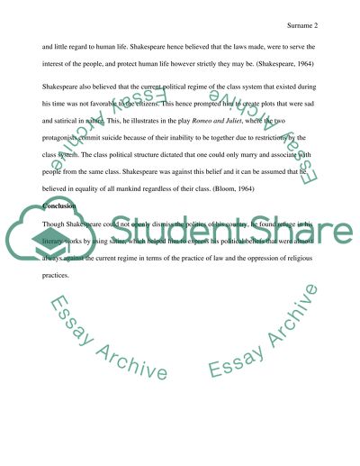 Politics and William Shakespeare