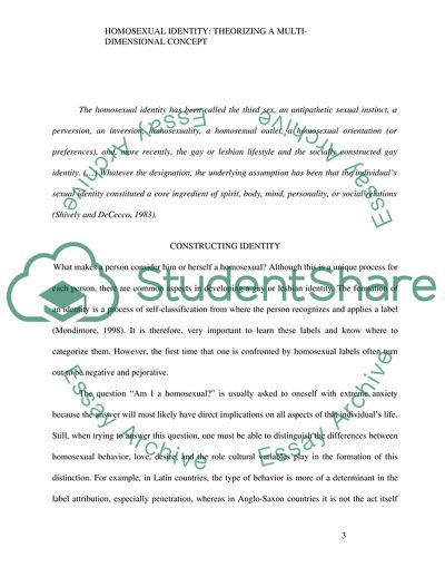 Homosexual Identity: Theorizing a Multi-Dimensional Concept