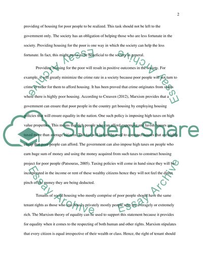 Need for Providing Housing for the Poor