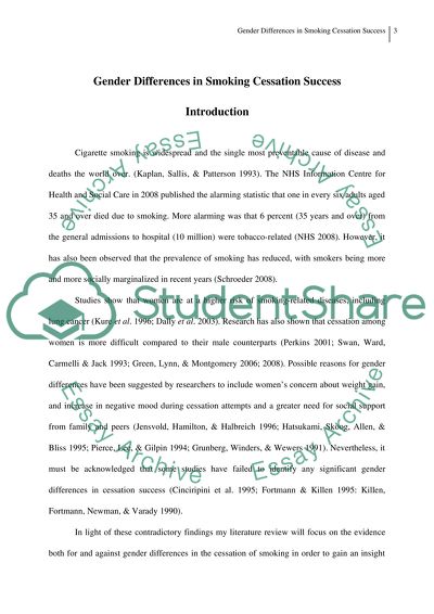 Gender Differences in Smoking Cessation Success