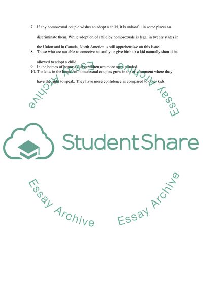 Debate arguing for homosexuals being allowed to adopt children