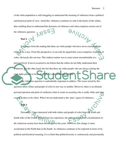 The Whiteness Questions Reading + Questions