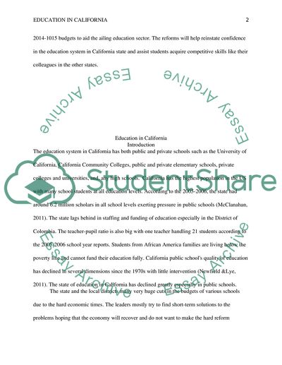 Analysis of Education in California