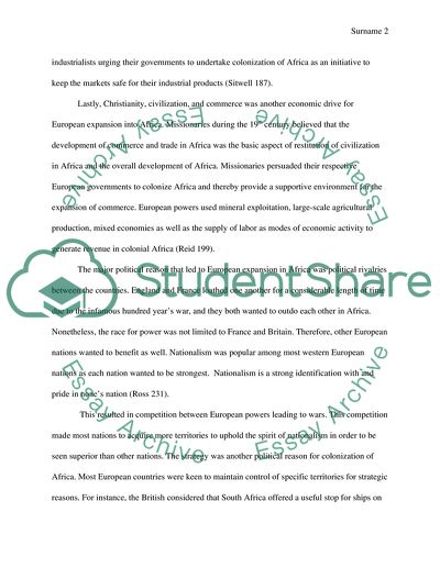 Economic and Political Motives for European Expansion into Africa