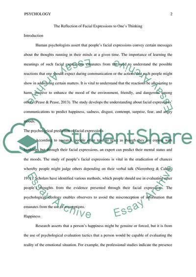 The Reflection of Facial Expressions to Ones Thinking