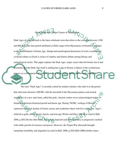 Major cusses of Greek Dark Ages