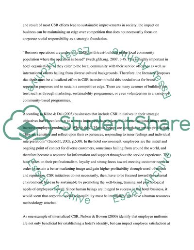 CSR Implementation in a Hotel Organisation