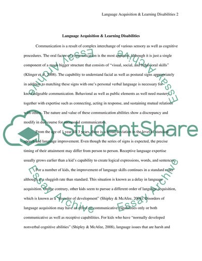 Language Acquisition & Learning Disabilities