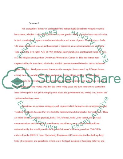 Sexual Harassment in the Work Place