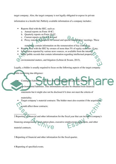 Due Diligence in M&A