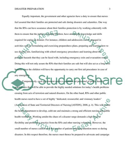 Disaster preparation