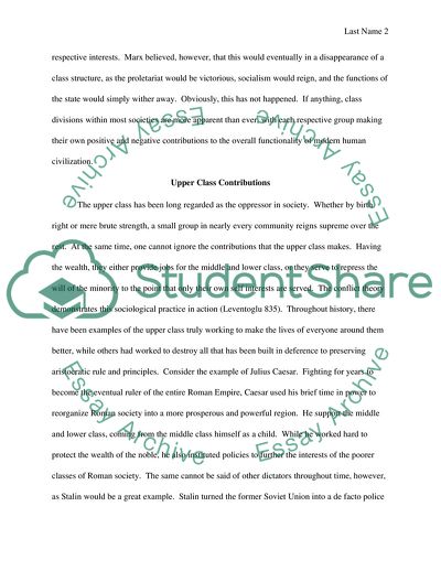 Contributions of a Class Society