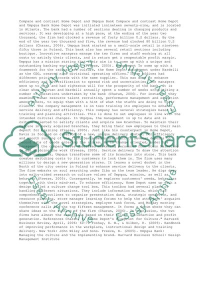 Comparison of the Home Depot and Umpqua Bank