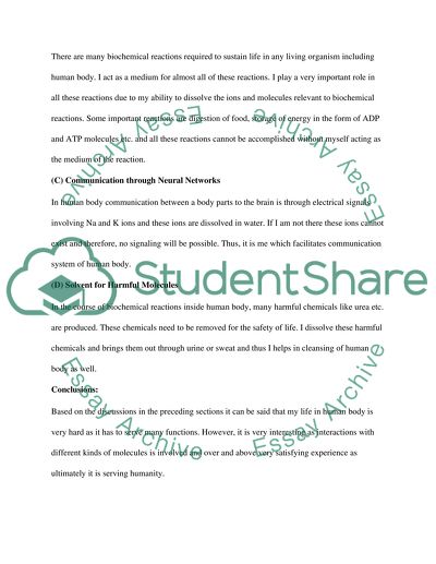 My life as a water molecule in human body