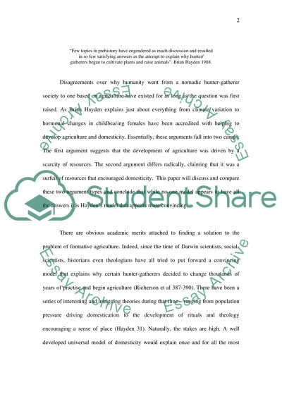 EXPLANATIONS FOR THE ORIGINS OF AGRICULTURE