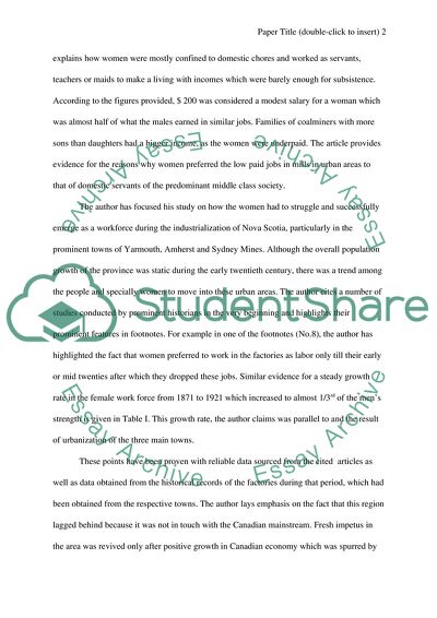 Female Participation in Nova Scotias Paid Labour Force, 1871-1921 by Muise D.A