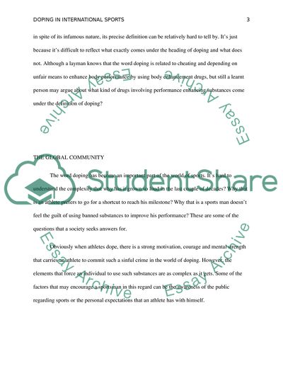 Doping in International Sports