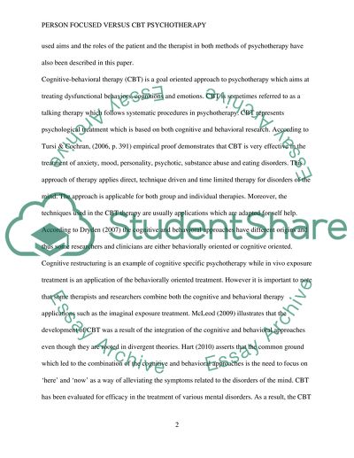 Critical Analysis of Patient Centered and Cognitive Behavioral Approaches in Psychotherapy