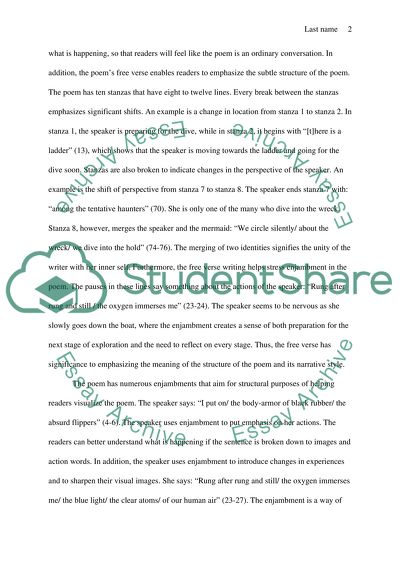 The closing reading of Diving into Wreck