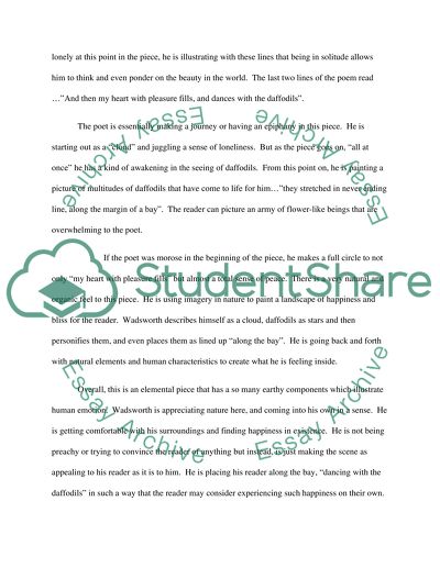 Imagery Analysis of I Wander Lonely as a Cloud