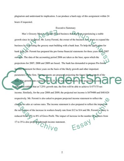 Foundations of Business Computing: Project Income Statement of Maxs Grocery Mart