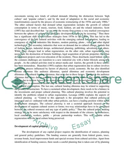 The Development of the Cultural Capital Projects Contributing to Urban Regeneration