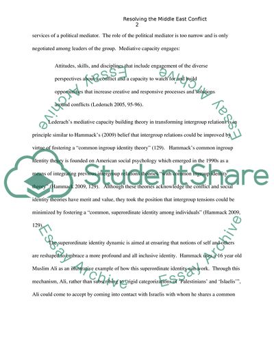 Resolution of the Middle East Conflict: Can the Conflict be Resolved