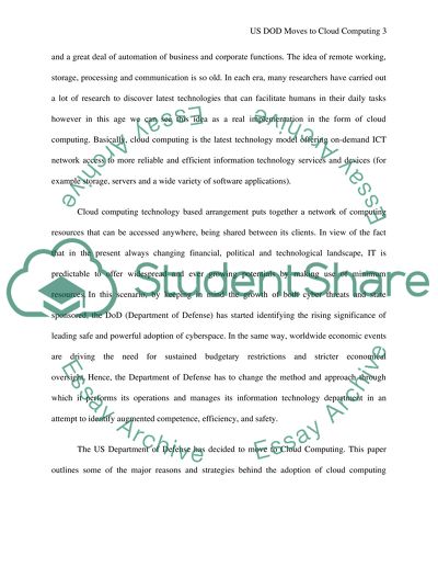 US Department of Defense moves to Cloud Computing