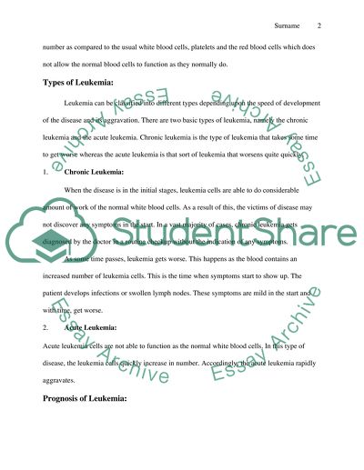 Types, Prognosis, and Diagnosis of Leukemia